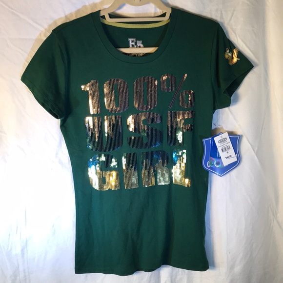 E5 College Classics 100% USF Girl tee new Sz M - Picture 1 of 7